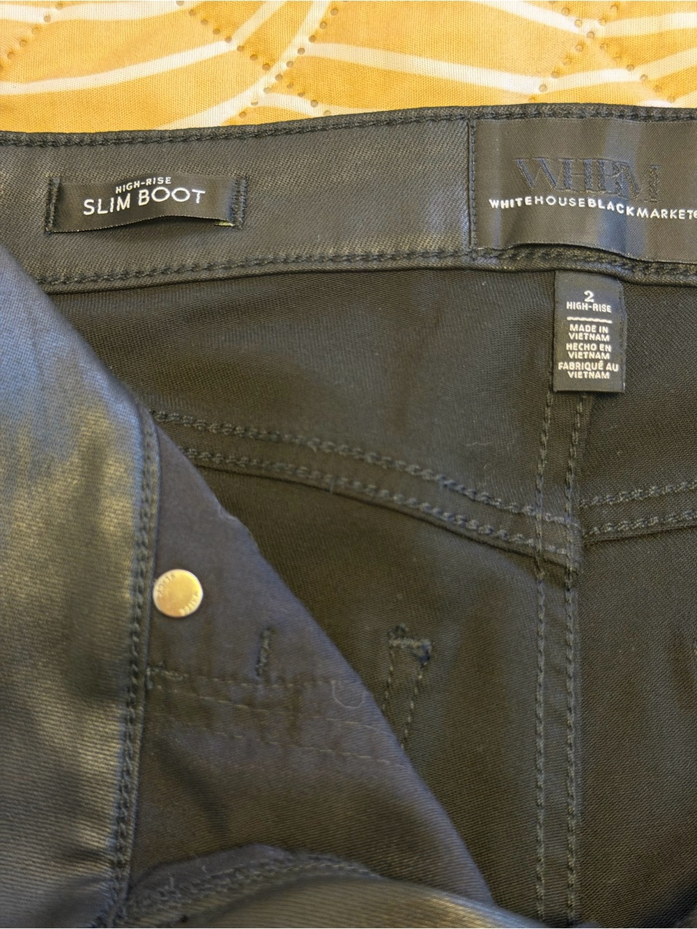 WHBM Black High Rise Bootcut Jeans Pants Size 2 Faux Leather Look - Picture 10 of 11